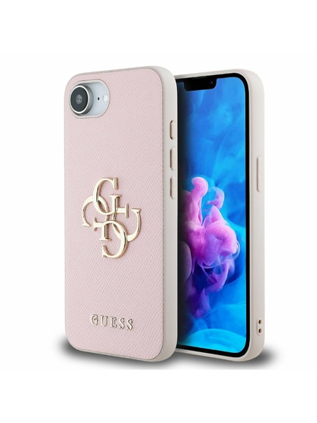 Guess Guess PU Grained 4G Metal Logo Zadný Kryt pre iPhone 16e Pink