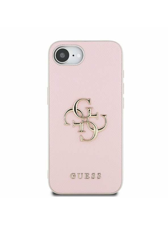 Guess Guess PU Grained 4G Metal Logo Zadný Kryt pre iPhone 16e Pink