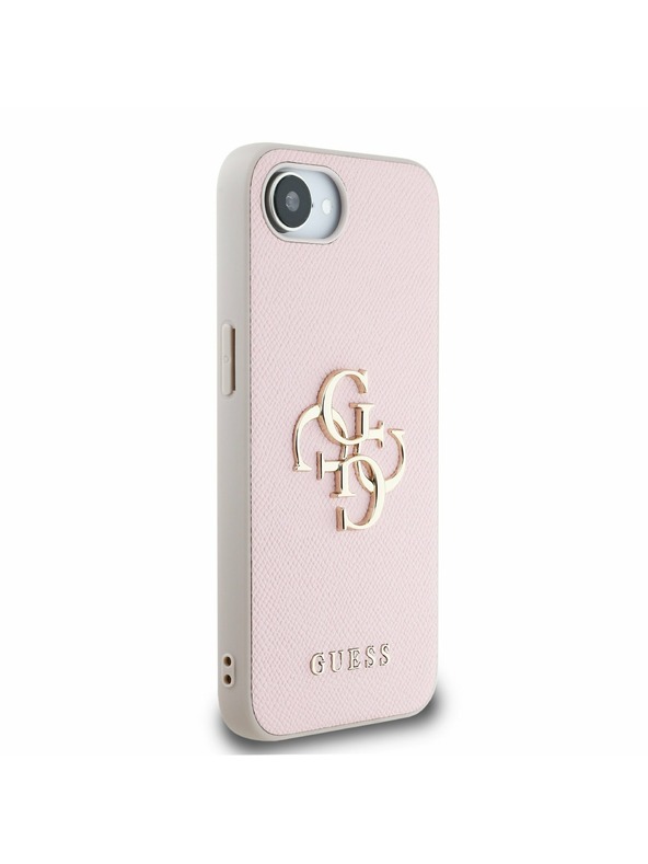 Guess Guess PU Grained 4G Metal Logo Zadný Kryt pre iPhone 16e Pink