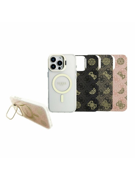 Guess Guess PC/TPU Electroplated Stand Camera Frame MagSafe Zadný Kryt s Vymeniteľným Pozadím pre iPhone 16 Pro Max