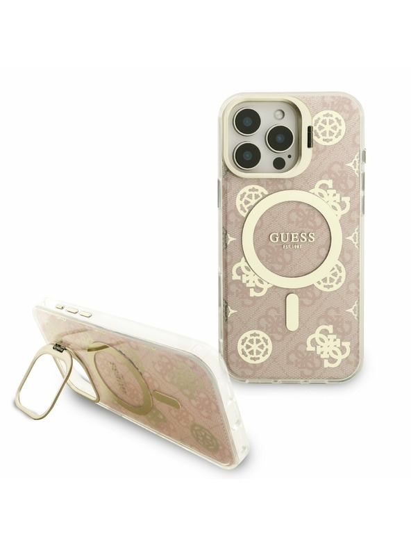 Guess Guess PC/TPU Electroplated Stand Camera Frame MagSafe Zadný Kryt s Vymeniteľným Pozadím pre iPhone 16 Pro Max