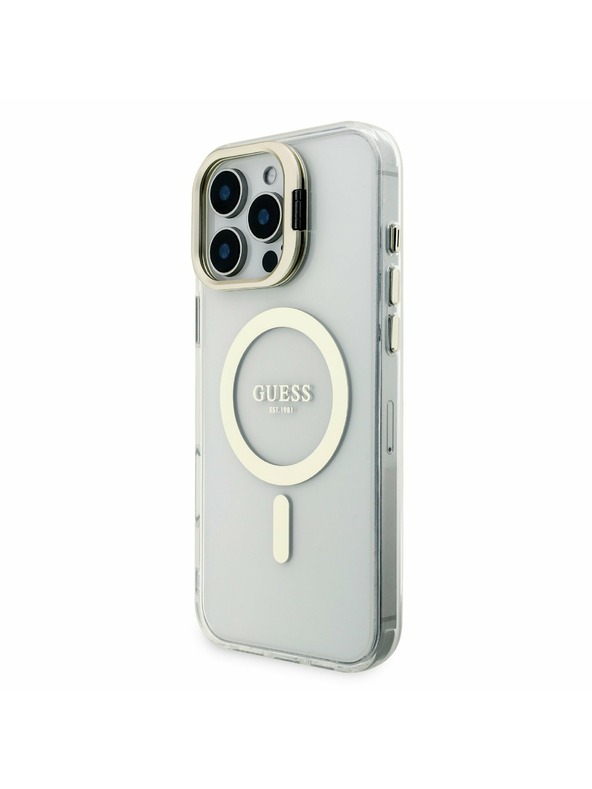 Guess Guess PC/TPU Electroplated Stand Camera Frame MagSafe Zadný Kryt s Vymeniteľným Pozadím pre iPhone 16 Pro Max