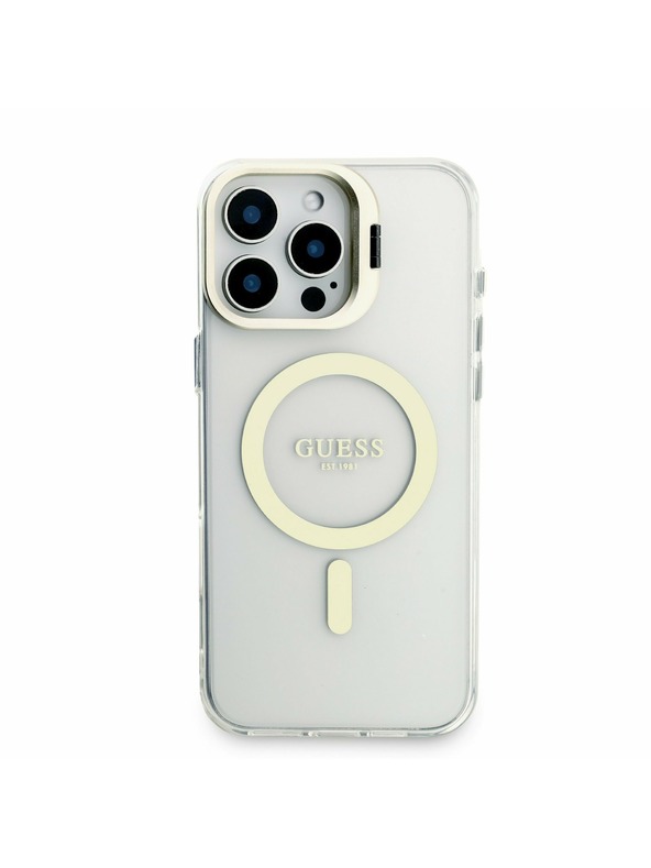 Guess Guess PC/TPU Electroplated Stand Camera Frame MagSafe Zadný Kryt s Vymeniteľným Pozadím pre iPhone 16 Pro Max
