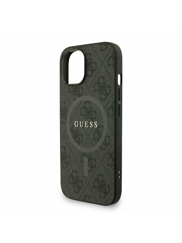 Guess Guess PU Leather 4G Colored Ring Strap MagSafe Zadný Kryt pre iPhone 14 Black