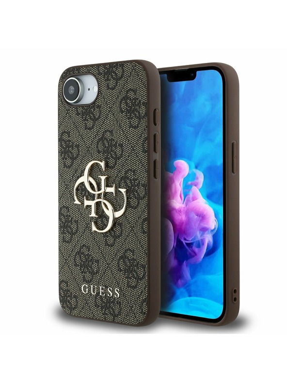 Guess Guess PU 4G Metal Logo Zadný Kryt pre iPhone 16e Brown