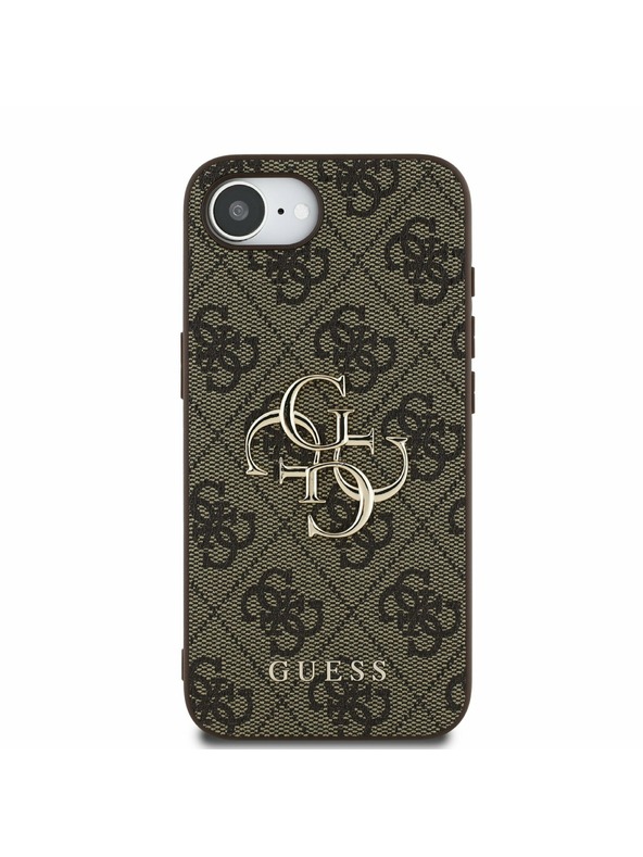 Guess Guess PU 4G Metal Logo Zadný Kryt pre iPhone 16e Brown