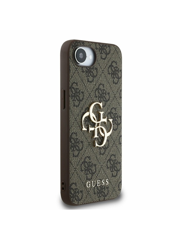 Guess Guess PU 4G Metal Logo Zadný Kryt pre iPhone 16e Brown