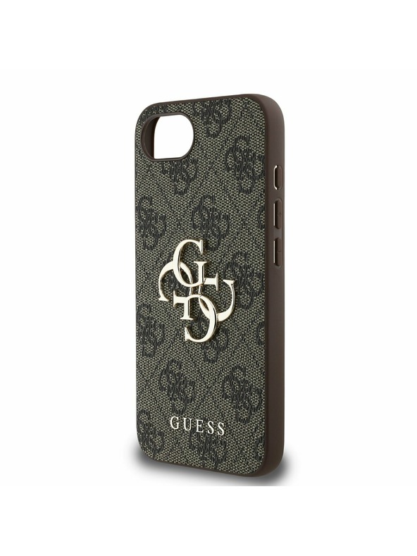 Guess Guess PU 4G Metal Logo Zadný Kryt pre iPhone 16e Brown