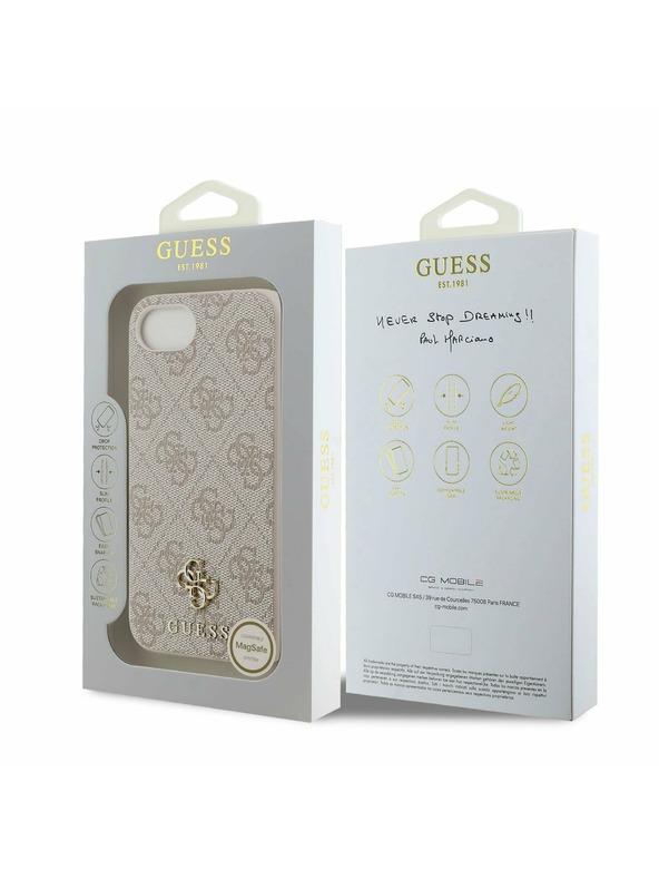 Guess Guess PU 4G Small Metal Logo MagSafe Zadný Kryt pre iPhone 16e Pink