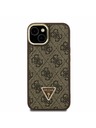 Guess Guess PU 4G Strass Triangle Logo Stand Camera Frame MagSafe Zadný Kryt pre iPhone 15 Brown
