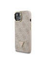 Guess Guess PU 4G Strass Triangle Logo Stand Camera Frame MagSafe Zadný Kryt pre iPhone 15 Pink
