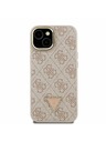 Guess Guess PU 4G Strass Triangle Logo Stand Camera Frame MagSafe Zadný Kryt pre iPhone 15 Pink