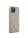 Guess Guess PU 4G Strass Triangle Logo Stand Camera Frame MagSafe Zadný Kryt pre iPhone 15 Pink