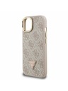 Guess Guess PU 4G Strass Triangle Logo Stand Camera Frame MagSafe Zadný Kryt pre iPhone 15 Pink