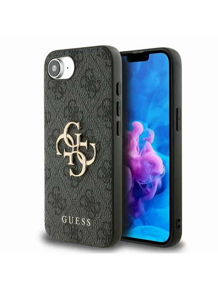Guess Guess PU 4G Metal Logo Zadný Kryt pre iPhone 16e Grey