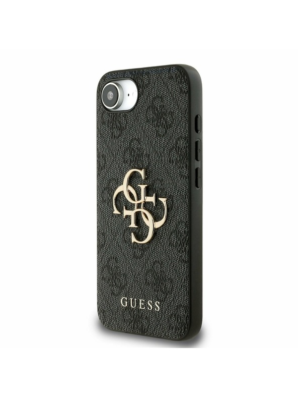 Guess Guess PU 4G Metal Logo Zadný Kryt pre iPhone 16e Grey