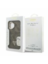 Guess Guess PU 4G Strass Trojuholníkové Logo Stojan Rám Fotoaparátu MagSafe Zadný Kryt pre iPhone 16 Brown