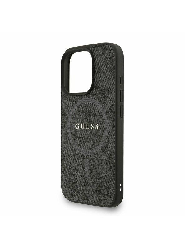 Guess Guess PU Kožený 4G Farebný Prsteň Popruh MagSafe Zadný Kryt pre iPhone 16 Pro Black