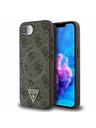 Guess Guess PU 4G Strass Trojuholníkové Metal Logo Zadný Kryt pre iPhone 16e Brown