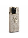Guess Guess PU 4G Metal Logo Stojan Rám Fotoaparátu Zadný Kryt pre iPhone 15 Pro Pink