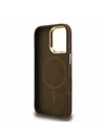 Guess Guess PU 4G Strass Trojuholníkové Logo Stojan Rám Fotoaparátu MagSafe Zadný Kryt pre iPhone 16 Pro Max Brown