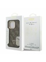 Guess Guess PU 4G Strass Trojuholníkové Logo Stojan Rám Fotoaparátu MagSafe Zadný Kryt pre iPhone 16 Pro Max Brown