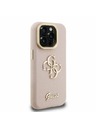 Guess Guess PU Zrnitý 4G Logo Stojan Rám Fotoaparátu Zadný Kryt pre iPhone 15 Pro Max Pink