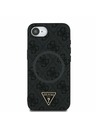 Guess Guess PU 4G Strass Trojuholníkové Metal Logo Zadný Kryt pre iPhone 16e Black