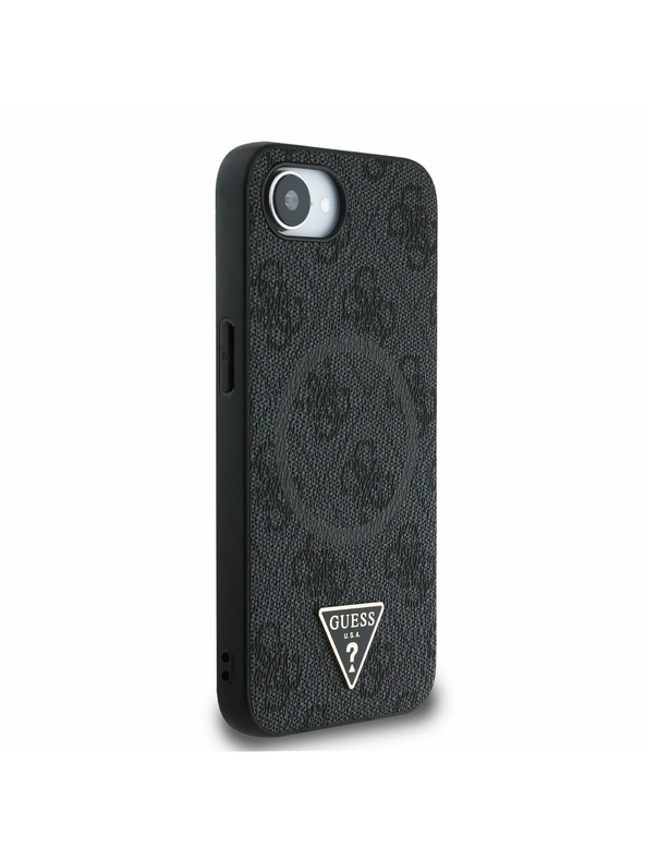 Guess Guess PU 4G Strass Trojuholníkové Metal Logo Zadný Kryt pre iPhone 16e Black