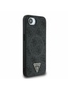 Guess Guess PU 4G Strass Trojuholníkové Metal Logo Zadný Kryt pre iPhone 16e Black