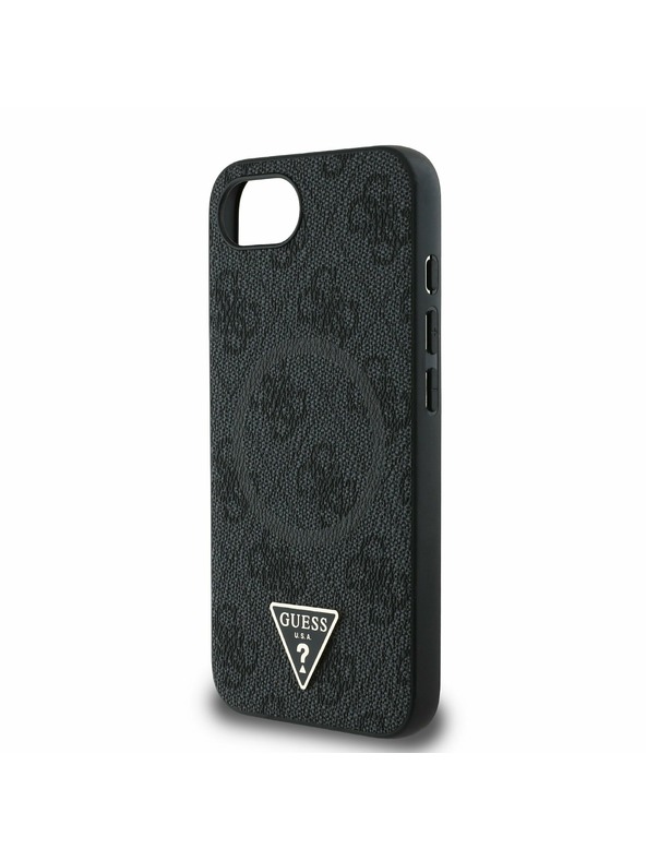 Guess Guess PU 4G Strass Trojuholníkové Metal Logo Zadný Kryt pre iPhone 16e Black