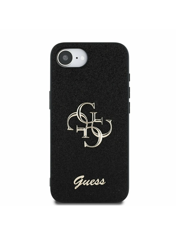 Guess Guess PU Fixed Glitter 4G Metal Logo Zadný Kryt pre iPhone 16e Black