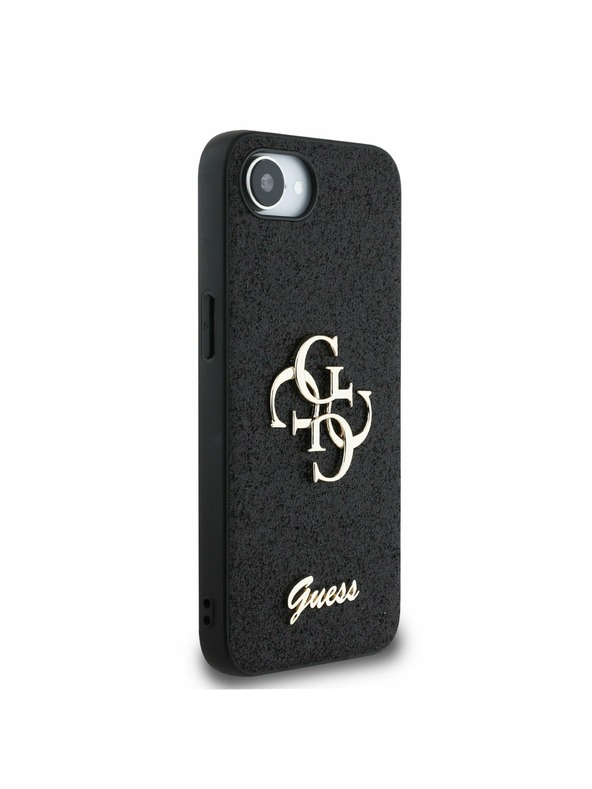 Guess Guess PU Fixed Glitter 4G Metal Logo Zadný Kryt pre iPhone 16e Black