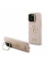 Guess Guess PU Zrnitý 4G Logo Stojan Rám Fotoaparátu Zadný Kryt pre iPhone 16 Pro Max Pink