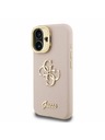 Guess Guess PU Zrnitý 4G Logo Stojan Rám Fotoaparátu Zadný Kryt pre iPhone 16 Pink