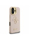 Guess Guess PU Zrnitý 4G Logo Stojan Rám Fotoaparátu Zadný Kryt pre iPhone 16 Pink