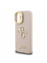 Guess Guess PU Zrnitý 4G Logo Stojan Rám Fotoaparátu Zadný Kryt pre iPhone 16 Pink