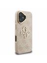 Guess Guess PU 4G Metal Logo Stojan Rám Fotoaparátu Zadný Kryt pre iPhone 16 Pink