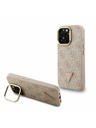 Guess Guess PU 4G Strass Trojuholníkové Logo Stojan Rám Fotoaparátu MagSafe Zadný Kryt pre iPhone 15 Pro Max Pink