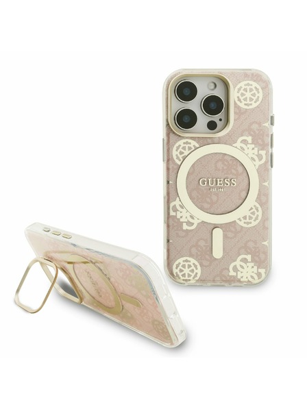 Guess Guess PC/TPU Pokovovaný Stojan Rám Fotoaparátu MagSafe Zadný Kryt s Vymeniteľným Pozadím pre iPhone 16 Pro