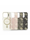 Guess Guess PC/TPU Pokovovaný Stojan Rám Fotoaparátu MagSafe Zadný Kryt s Vymeniteľným Pozadím pre iPhone 16 Pro
