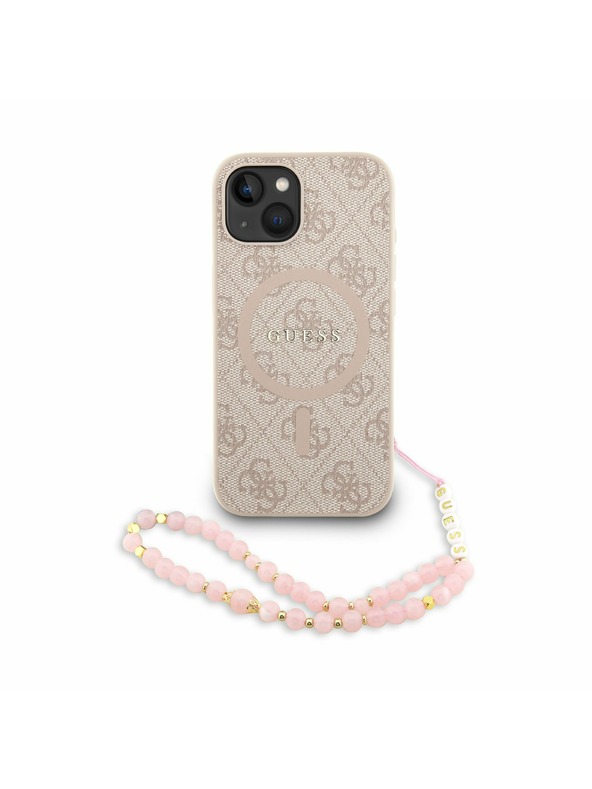 Guess Guess PU Kožený 4G Farebný Prsteň Popruh MagSafe Zadný Kryt pre iPhone 13 Pink
