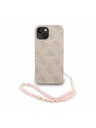 Guess Guess PU Kožený 4G Farebný Prsteň Popruh MagSafe Zadný Kryt pre iPhone 13 Pink