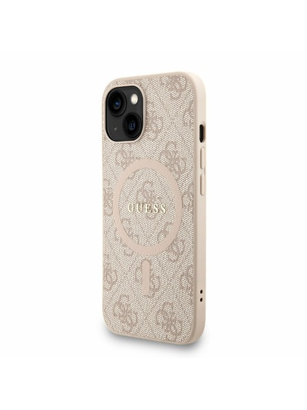 Guess Guess PU Kožený 4G Farebný Prsteň Popruh MagSafe Zadný Kryt pre iPhone 13 Pink