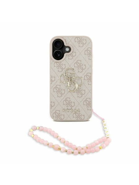 Guess Guess PU 4G Metal Logo Popruh Zadný Kryt pre iPhone 16 Pink
