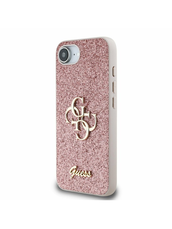 Guess Guess PU Fixed Glitter 4G Metal Logo Zadný Kryt pre iPhone 16e Pink