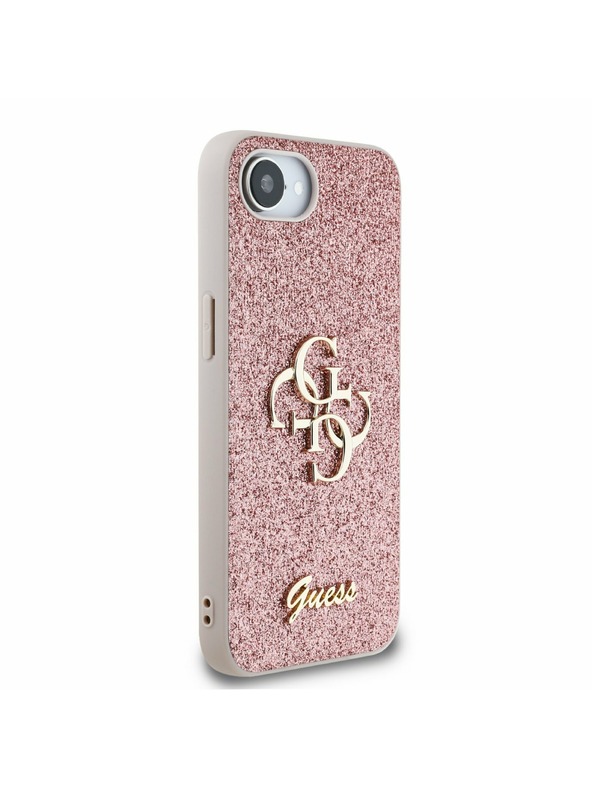 Guess Guess PU Fixed Glitter 4G Metal Logo Zadný Kryt pre iPhone 16e Pink