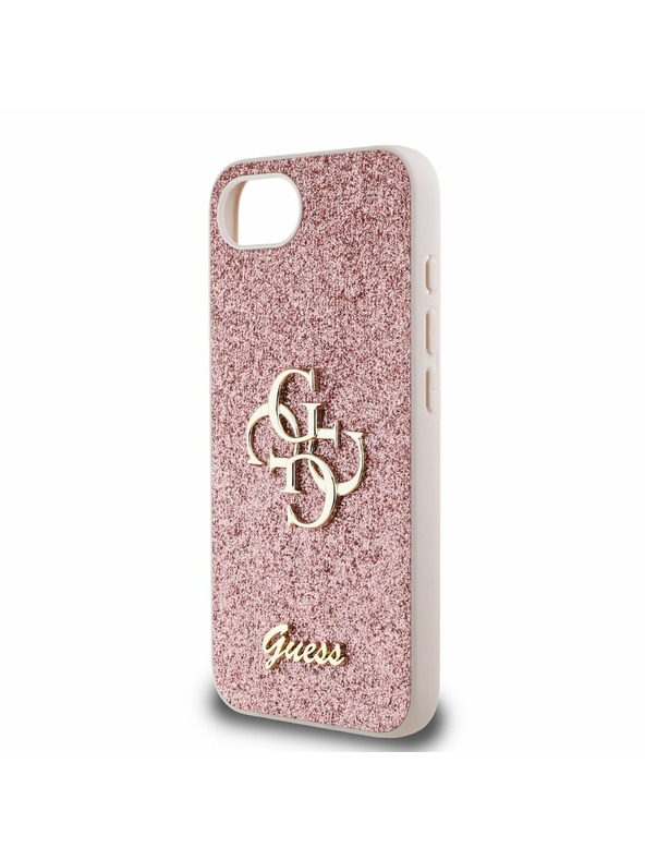 Guess Guess PU Fixed Glitter 4G Metal Logo Zadný Kryt pre iPhone 16e Pink
