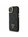Guess Guess PU 4G Strass Trojuholníkové Logo Stand Fotoaparát Rám MagSafe Zadný Kryt pre iPhone 14 Black
