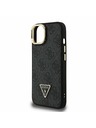 Guess Guess PU 4G Strass Trojuholníkové Logo Stand Fotoaparát Rám MagSafe Zadný Kryt pre iPhone 14 Black